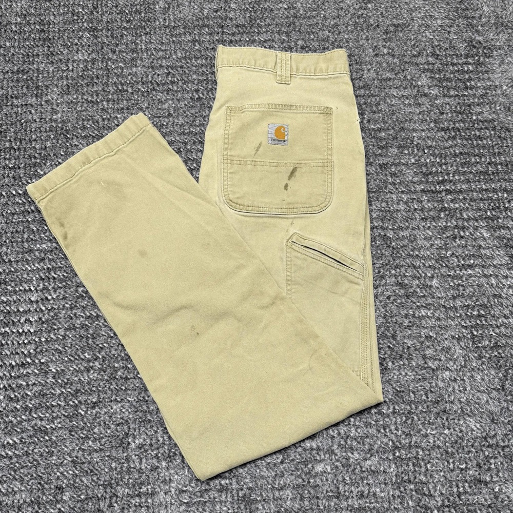 Carhartt Mens Relaxed Fit‎ Work Pants 32x34 Tan Carpenter Dungaree